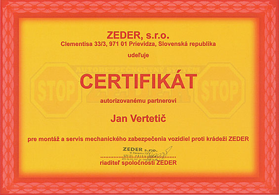 certifikát
