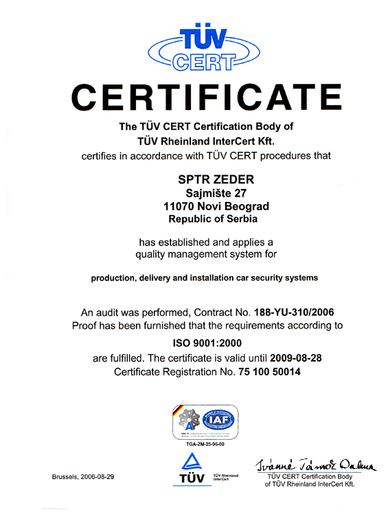 certifikát