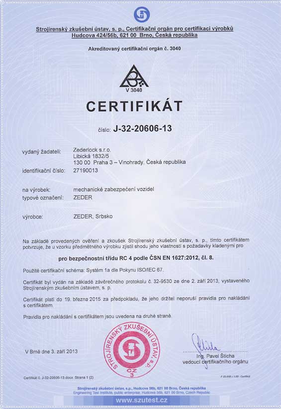 certifikát